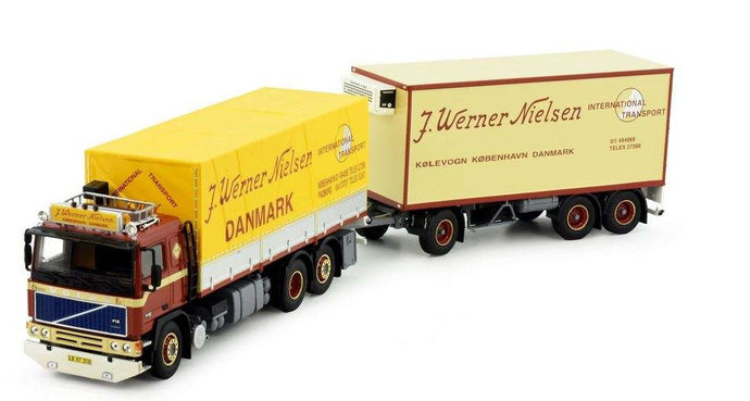 Werner Nielsen Volvo F12 curtainside trailer 83540 トレーラー トラック /Tekno 1/50 建設機械模型 ミニチュア