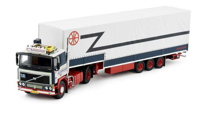 Mogens Nielsen Volvo F12 4x2 Curtain Tarpaulin Semitrailer 84009 トラック /Tekno 1/50 建設機械模型 ミニチュア
