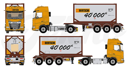 【予約】2023年3月以降発売予定Bertschi DAF XF+ 4x2 met tankcontainerトラック /建設機械模型 工事車両 Tekno 1/50 ミニチュア
