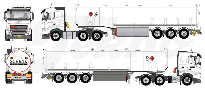 【予紁E€�E2月以降発売予定Volvo FH05 laag dak 6x2 met brandstof opleggerトラチE‚¯/TEKNO  1/50 ミニチュア 建設機械模垁E工事車両