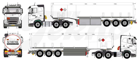 【予紁E€�E2月以降発売予定Volvo FH05 laag dak 6x2 met brandstof opleggerトラチE‚¯/TEKNO  1/50 ミニチュア 建設機械模垁E工事車両