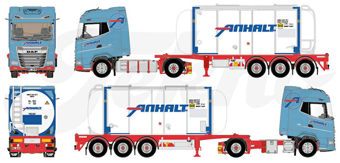 【予紁E€�E2月以降発売予定DAF XG 4x2 met swap tankcontainerトラチE‚¯/TEKNO  1/50 ミニチュア 建設機械模垁E工事車両