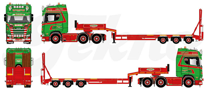 【予紁E€�E2月以降発売予定Scania Next Gen S580 6x2 met 3-assige diepladerトラチE‚¯ トレーラー/TEKNO  1/50 ミニチュア 建設機械模垁E工事車両