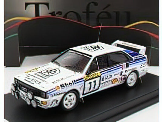 AUDIアウディ QUATTRO (night version) N 11 RALLY 1000 LAKES 1985 L.LAMPI - P.KUUKKALA - WHITE LIGHT BLUE /Trofeu 1/43 ミニカー