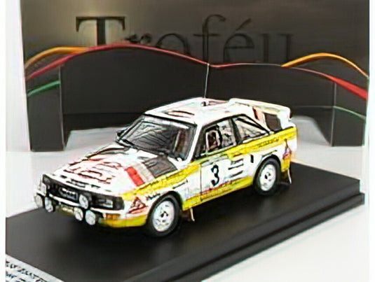 AUDIアウディ QUATTRO TEAM AUDI HB (night version) N 3 4th RALLY OF PORTUGAL 1985 S.BLOMQVIST - B.CEDERBERG - WHITE YELLOW BROWN /Trofeu 1/43 ミニカー