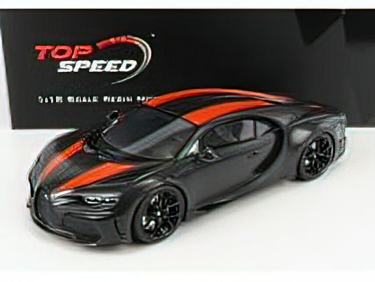 BUGATTI - CHIRON SUPER SPORT 300+ 1600cv 2022 - WORLD SPEED RECORD 304.773 mph - 490.484 Km/h - BLACK RED /TOPSPEED  1/18 ミニカー