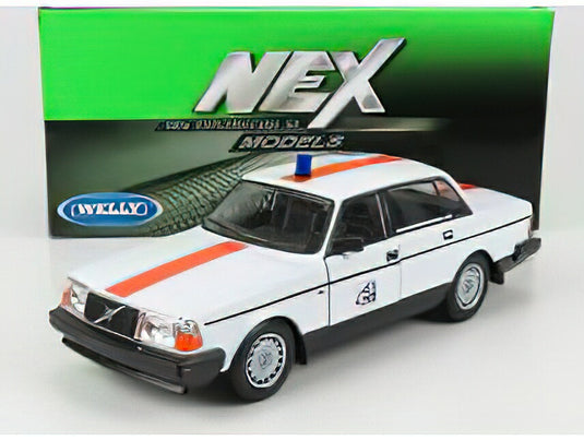 【予約】VOLVO 240 GL SOS 901 ベルギー警察 1986 ホワイト/オレンジ/ WELLY 1/24 ミニカー
