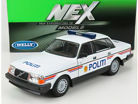 【予約】VOLVO 240 GL POLITI ノルウェー警察 1986 ホワイト/ WELLY 1/24 ミニカー
