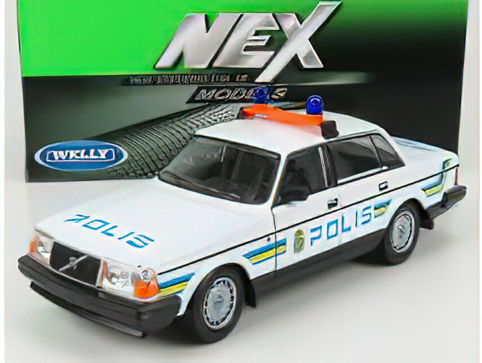 VOLVO - 240 GL POLIS SWEDEN POLICE 1986 - WHITE /WELLY 1/24ミニカー