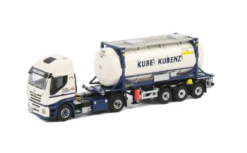 ギャラリービューアに画像をロードする, Kube &amp; Kubenz IVECO Stralis タンカートレーラー コンテナ  3軸 /WSIダブリューエスアイ 1/50 　 9987
