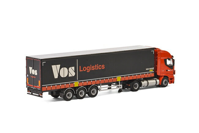Vos Logistics Iveco Stralis Highway 4x2 カーテンサイダートレーラー 3軸 トラック /WSI  建設機械模型 工事車両 1/50 ミニチュア
