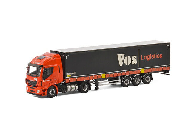 Vos Logistics Iveco Stralis Highway 4x2 カーテンサイダートレーラー 3軸 トラック /WSI  建設機械模型 工事車両 1/50 ミニチュア