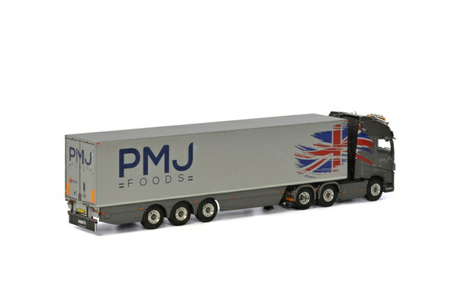 PMJ Foods Volvoボルボ FH4 Globetrotter XL リーファートレーラー Carrier 3軸 トラック /WSI  建設機械模型 工事車両 1/50 ミニチュア