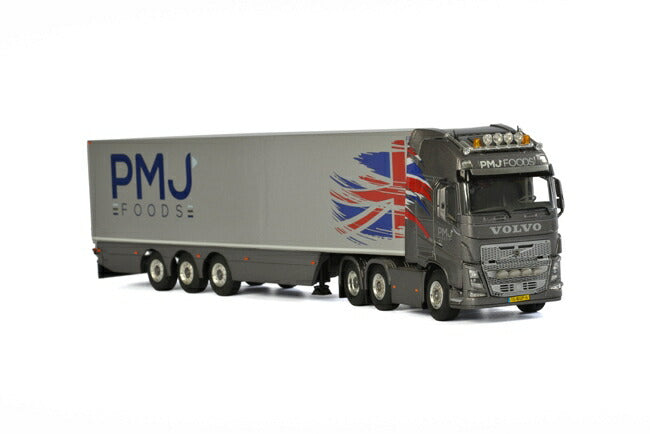 PMJ Foods Volvoボルボ FH4 Globetrotter XL リーファートレーラー Carrier 3軸 トラック /WSI  建設機械模型 工事車両 1/50 ミニチュア