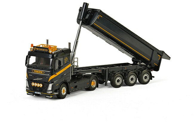 ギャラリービューアに画像をロードする, Wonico Volvo FH4 Sleeper Cab Halfpipe Tipperダンプ トレーラー  建設機械模型 工事車両 WSI 1/50 ミニチュア
