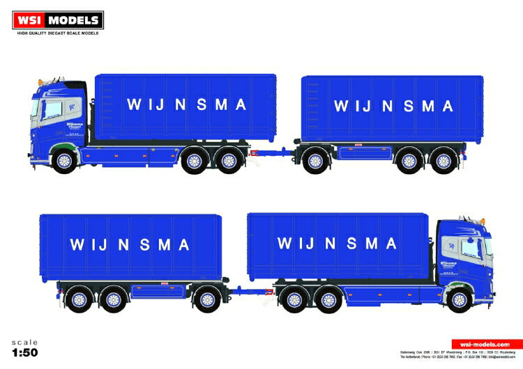 ギャラリービューアに画像をロードする, 【予約】2020年1-3月以降発売予定Wijnsma Containertransport VOLVO FH 4 GLOBETROTTER 6x2 TAG軸 HOOK PICK UP LOADING SYSTEM NEW - 3軸 トラック/建設機械模型 工事車両 WSI 1/50 ミニチュア
