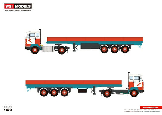 【予約】4-6月以降発売予定Lommerts Volvo F88 Classic flatbed トレーラートラック  建設機械模型 工事車両 WSI 1/50 ミニチュア