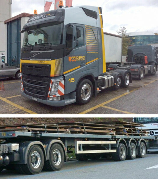 【予約】4-6月以降発売予定Friderici Volvoボルボ FH4 Globetrotter Flatbed Trailer 3軸 トラック トラクタヘッド /WSI  建設機械模型 工事車両 1/50 ミニチュア