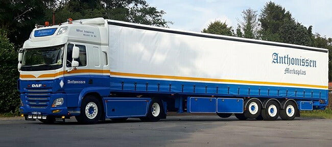 【予約】4-6月以降発売予定Anthonissen DAF CF Space Cab Schuifzeiltrailerトラック  建設機械模型 工事車両 WSI 1/50 ミニチュア