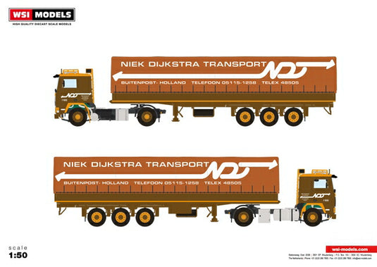 【予約】4-6月以降発売予定Niek Dijkstra Volvo F12 Classic カーテンサイダートレーラートラック  建設機械模型 工事車両 WSI 1/50 ミニチュア