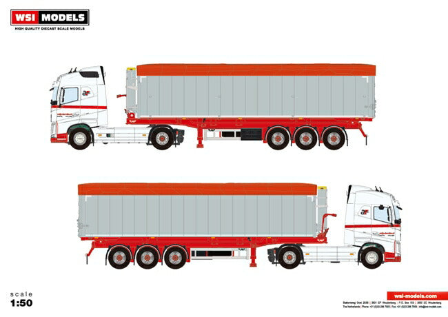 【予約】10-12月以降発売予定Reijnders BV Volvoボルボ FH4 Globetrotter Tip Trailer Volume 3軸トラック  建設機械模型 工事車両 WSI 1/50 ミニチュア