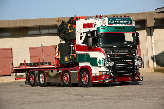 【予約】4-6月以降発売予定Van Caudenberg Scaniaスカニア R Highline Riged Flatbed Truck +  Palfinger 7800.2トラック 建設機械模型 工事車両 WSI 1/50 ミニチュア