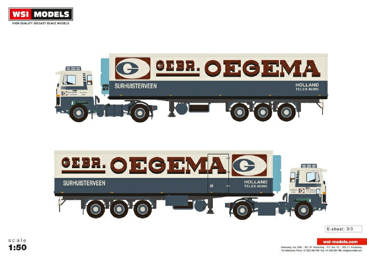 ギャラリービューアに画像をロードする, 【予約】2019年1-3月以降発売予定Oegema SCANIA 1 SERIES 4x2 CLASSIC リーファートレーラー - 3 軸 /建設機械模型 工事車両 WSI 1/50 ミニチュア
