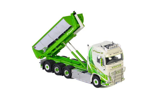 JA Transport VOLVO FH4 GLOBETROTTER 8x4 PALFINGER HOOKLIFT + HOOKLIFT CONTAINER ASPHALTトラック /建設機械模型 工事車両WSI 1/50 ミニチュア