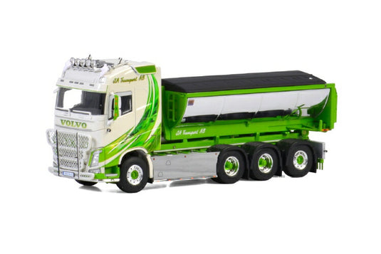 JA Transport VOLVO FH4 GLOBETROTTER 8x4 PALFINGER HOOKLIFT + HOOKLIFT CONTAINER ASPHALTトラック /建設機械模型 工事車両WSI 1/50 ミニチュア