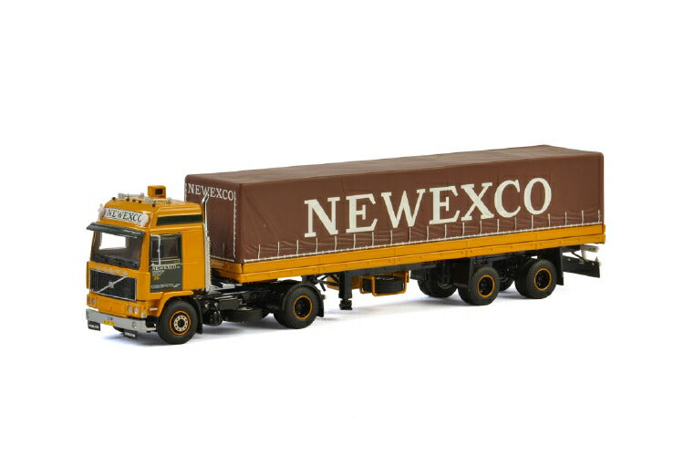 ギャラリービューアに画像をロードする, Newexco VOLVO F12 4X2 CLASSIC CURTAINSIDE TRAILER 2軸 トラック/建設機械模型 工事車両 WSI 1/50 ミニチュア
