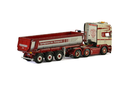 Springmann Scaniaスカニア R Streamline Highline Halfpipe Tipper Trailerダンプ トレーラートラック  建設機械模型 工事車両 WSI 1/50 ミニチュア