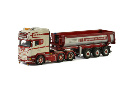 Springmann Scaniaスカニア R Streamline Highline Halfpipe Tipper Trailerダンプ トレーラートラック  建設機械模型 工事車両 WSI 1/50 ミニチュア