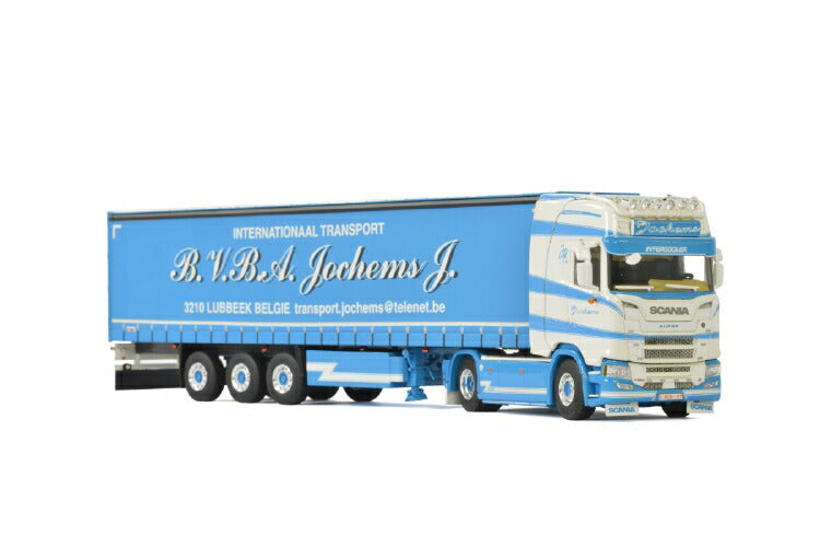 ギャラリービューアに画像をロードする, Transport Jochems SCANIA S HIGHLINE CS20H CURTAINSIDE / TAUTLINER TRAILER - 3軸 トラック トラクタ/建設機械模型 工事車両 WSI 1/50 ミニチュア
