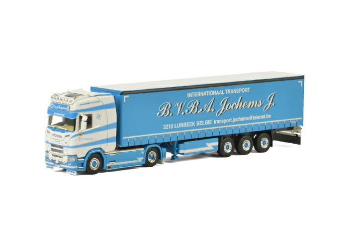 Transport Jochems SCANIA S HIGHLINE CS20H CURTAINSIDE / TAUTLINER TRAILER - 3軸 トラック トラクタ/建設機械模型 工事車両 WSI 1/50 ミニチュア