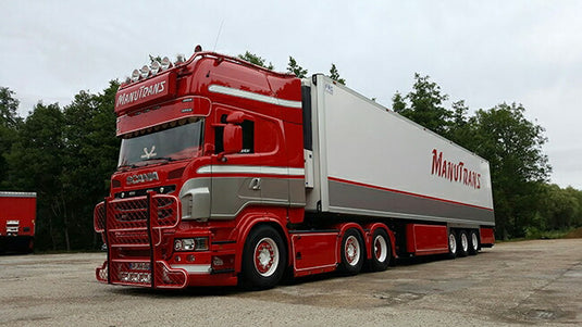 【予約】4-6月以降発売予定ManuTrans Scaniaスカニア R Topline リーファートレーラー Carrier3軸トラック  建設機械模型 工事車両 WSI 1/50 ミニチュア