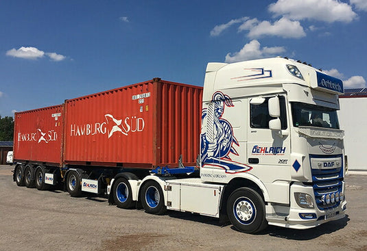 【予約】4-6月以降発売予定Oehlrich DAF XF SSC Broshuis 2-Connect Container Chassis + 2x 20ft Containerトラック  建設機械模型 工事車両 WSI 1/50 ミニチュア