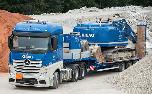 【予約】4-6月以降発売予定Kibag メルセデスベンツアクトロス Big Space Broshuis Low Loader Semiトレーラー  建設機械模型 工事車両 WSI 1/50 ミニチュア