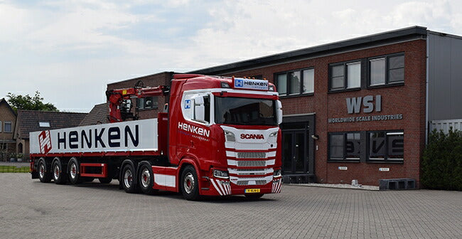 【予約】4-6月以降発売予定Henken Scaniaスカニア S Normal CS20N ブリックトレーラー3軸トラック  建設機械模型 工事車両 WSI 1/50 ミニチュア