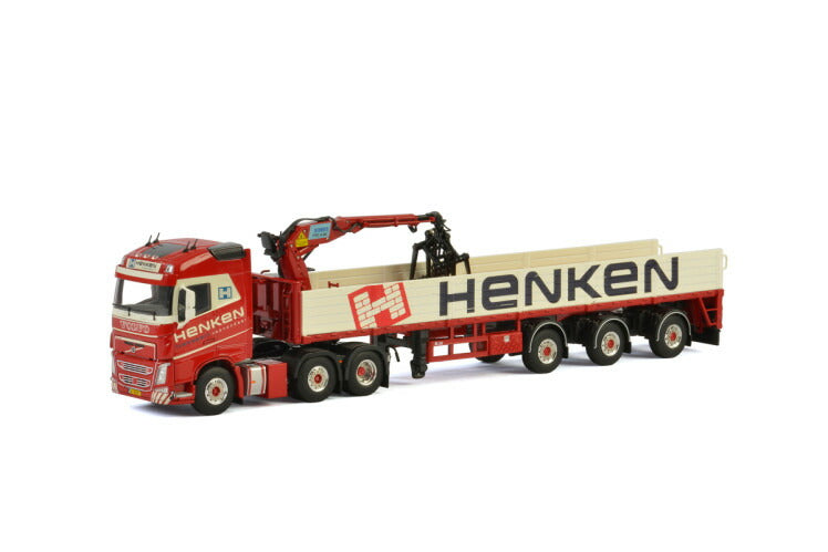 Henken Volvo FH4 Globetrotter ブリックトレーラー3軸トラック  建設機械模型 工事車両 WSI 1/50 ミニチュア