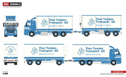 【予約】2019年1-3月以降発売予定Tenden SCANIA 3 SERIES STREAMLINE 6x2 RIGED TRUCK DRAWABAR REFRIGERATEDトラック  /建設機械模型 工事車両 WSI 1/50 ミニチュア