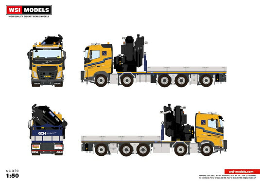 4-6月以降発売予定Boekestijn VOLVO FH4 SLEEPER CAB 10x4 FASSI 1300 + JIB トラック /建設機械模型 工事車両 WSI 1/50 ミニチュア