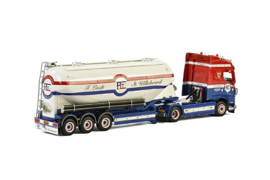 F. Lindt Transport VOLVO FH4 GLOBETROTTER 4x2 BULK TRAILER | OMEPS - 3軸 トラック/建設機械模型 工事車両 WSI 1/50 ミニチュア