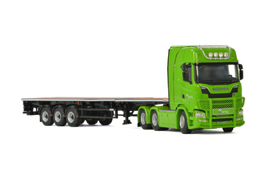 Bring SCANIA S HIGHLINE CS20H 6X2 TAG AXLE FLAT BED TRAILER 3軸 トラック/建設機械模型 工事車両 WSI 1/50 ミニチュア