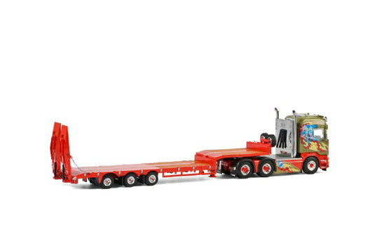Midstol; SCANIAスカニア STREAMLINE HIGHLINE 6x4 低床セミ - 3軸 + RAMPSトレーラー /建設機械模型 工事車両 WSI 1/50 ミニチュア