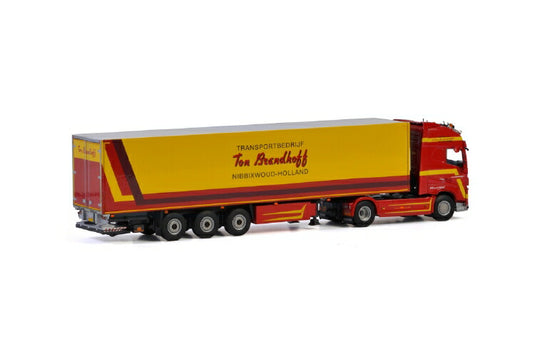 Ton Brandhoff VOLVO FH4 GLOBETROTTER XLリーファートレーラー - 3軸 トラック/建設機械模型 工事車両 WSI 1/50 ミニチュア