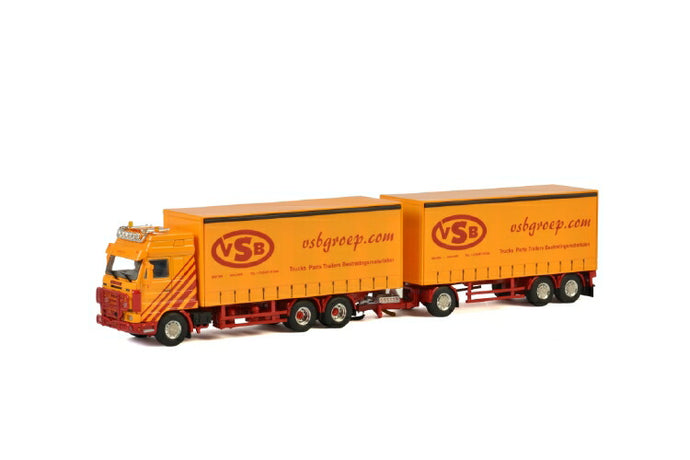 VSB Groep bv SCANIA 3 SERIES STREAMLINE 6X2 TAG AXLE RIGED TRUCK DRAWBAR CURTAINSIDE トラック/建設機械模型 工事車両 WSI 1/50 ミニチュア