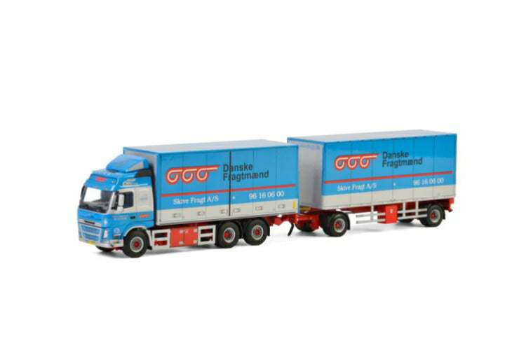 ギャラリービューアに画像をロードする, Skive Fragt A/S; VOLVO FM4 GLOBETROTTER 6X2 TAG AXLE RIGED TRUCK DRAWBAR BOX - 5軸トラック /建設機械模型 工事車両 WSI 1/50 ミニチュア
