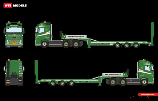 【予約】2019年1-3月以降発売予定Tage Kristensen VOLVO FH4 GLOBETROTTER 6x4 SEMI LOWLOADER + RAMPS - 3軸トレーラー  /建設機械模型 工事車両 WSI 1/50 ミニチュア