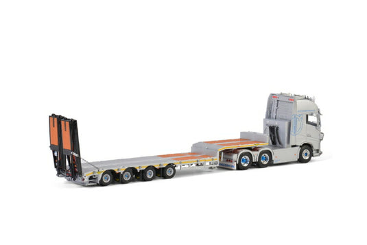 Thore Magnussen; VOLVO FH4 GLOBETROTTER XL 6x4 低床セミ - 4軸トレーラー /建設機械模型 工事車両 WSI 1/50 ミニチュア