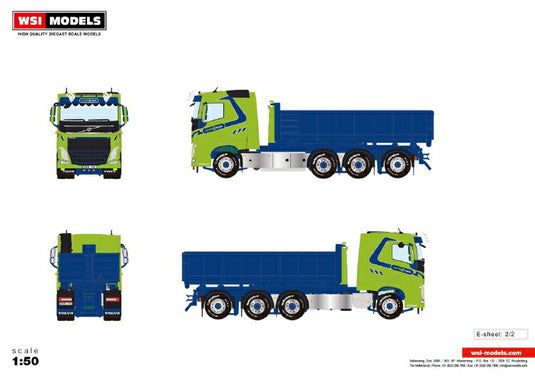 【予約】2019年1-3月以降発売予定Nordic Crane VOLVO FH4 SLEEPER CAB 8x4 HOOKLIFT SYSTEM + HOOKLIFT CONTAINER 15M3トラック /建設機械模型 工事車両 WSI 1/50 ミニチュア